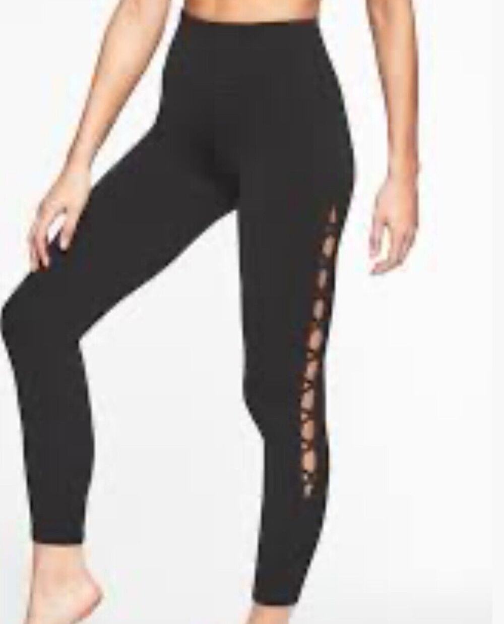 Athleta Women's Leggings Shiva Cut Out Side 7/8 Leggings Black Size XS